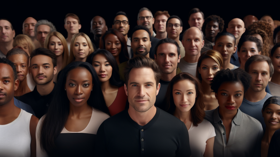 About the post: Images are generative AI-created. Prompt: Image of many faces of people of various ethnicities and ages in an ascending arrangement. Tool: Midjourney.