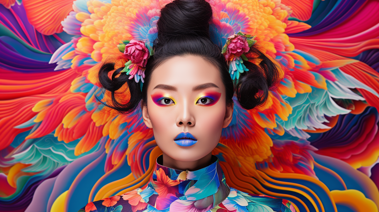 About the post: Images are generative AI-created. Prompt: Kaleidoscopic Asian model's face, vivid colors, surreal. Tool: Midjourney.