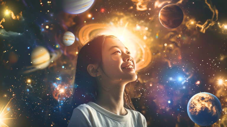 About the post: Images are generative AI-created. Prompt: A representation of the solar system with a smiling young Asian woman's face in the middle as the sun. Tool: Midjourney.